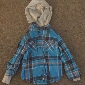 Carters boys button-down  plaid hoodie